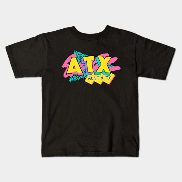 Retro 90s Austin ATX / Rad Memphis Style / 90s Vibes Kids T-Shirt by Now Boarding